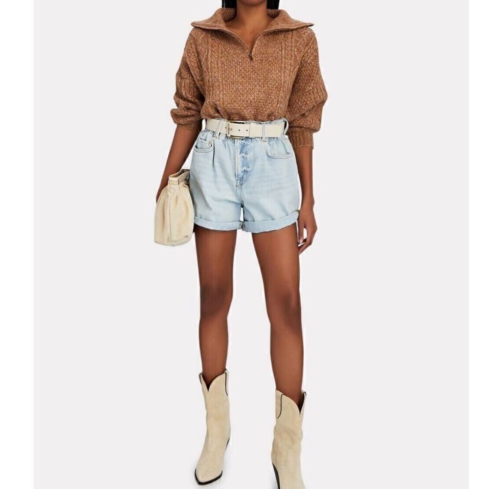 FRAME Elastic Waist Shorts in Natoma Clean Paperbag Denim- Size Small